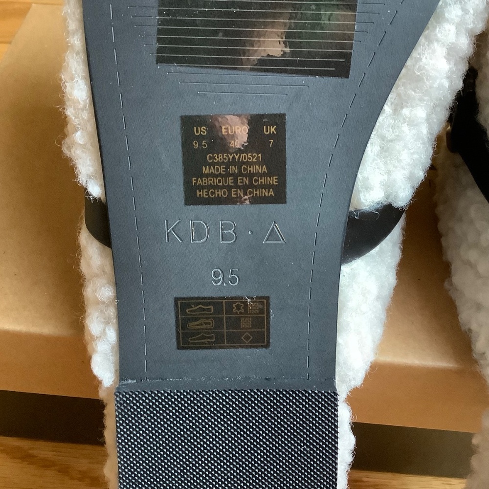 Kelsi Dagger Chunky Chain Faux Shearling Leather Slip-On Mule  Black SZ 9.5 - Picture 13 of 14